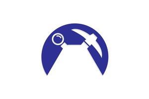 ax hammer magnifier research icons mining technical research service concept design vector