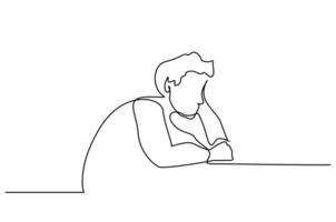 unhappy sad lonely fired man tragedy line art vector