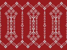 tradicional étnico motivos ikat geométrico tela modelo cruzar puntada.ikat bordado étnico oriental píxel rojo antecedentes. resumen, ilustración. textura,navidad,decoración,papel tapiz. vector