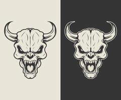 two different designs for a skull with horns vector