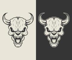 two different designs for a skull with horns vector