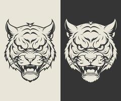 aggressive tiger face drawing vector