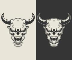 two different designs for a skull with horns vector