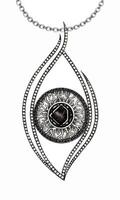 Jewelry design modern art eye pendant sketch by hand drawing on paper. vector