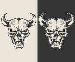 two different designs for a skull with horns vector