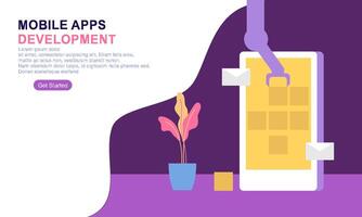 Landing page template for mobile app development vector