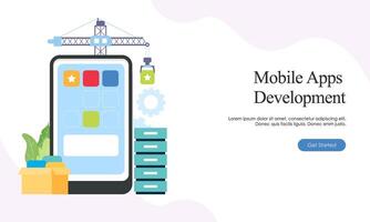 Landing page template for mobile app development vector