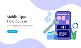 Landing page template for mobile app development vector