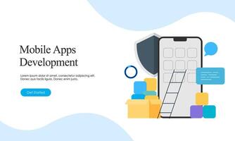 Landing page template for mobile app development vector