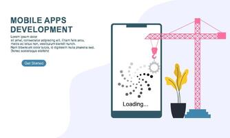 Landing page template for mobile app development vector