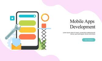 Landing page template for mobile app development vector