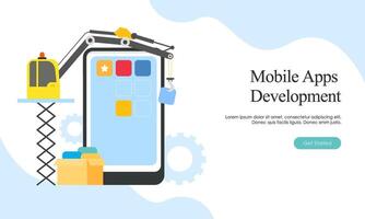 Landing page template for mobile app development vector