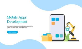 Landing page template for mobile app development vector