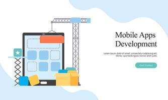 Landing page template for mobile app development vector