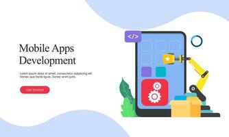 Landing page template for mobile app development vector