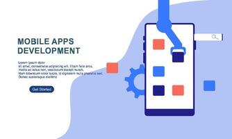 Landing page template for mobile app development vector
