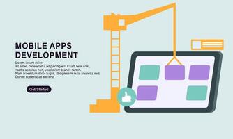 Landing page template for mobile app development vector