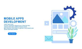 Landing page template for mobile app development vector