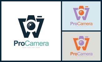 Pro Camera letter w studio logo design template for brand or company and other vector