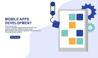 Landing page template for mobile app development vector