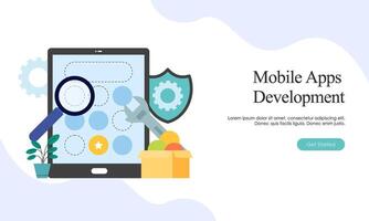Landing page template for mobile app development vector