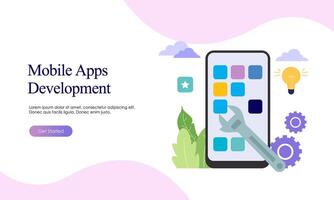 Landing page template for mobile app development vector