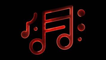 brillante bucle icono música, canción, musical instrumento efecto, negro antecedentes. video