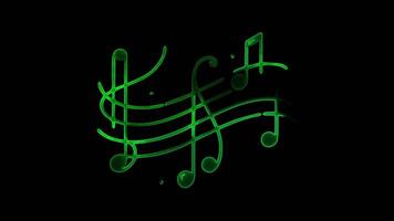 glühend Schleifen Symbol Musik, Lied, Musical Instrument Wirkung, schwarz Hintergrund. video