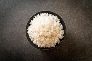cooked white rice bowl photo