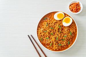 Korean instant noodles with egg photo