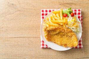 fried fish and potatoes chips photo