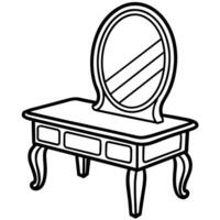 line illustration of furniture product, dressing table or mirror table vector