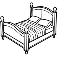 línea ilustración de mueble producto, cama vector