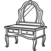 line illustration of furniture product, dressing table or mirror table vector
