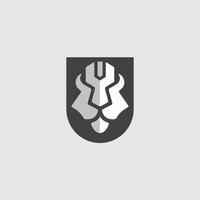 tiger head logo design in a shield vector