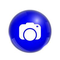 3d bubble with camera icon. photo competition illustration concept vector