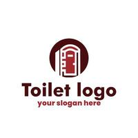 modern minimalist toilet logo design in maroon color vector