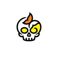 minimalist skull logo design with butterfly accessories vector