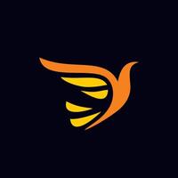 Minimalist modern bird logo design with orange color vector