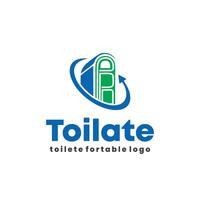 blue minimalist modern toilet logo design vector