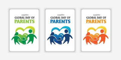 Set graphic of global day of parents good for global day of parents celebration. flat design gradient color modern. flyer design. vector