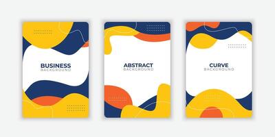 Abstract curve shape on blue and orange color background. Book cover template for annual report, magazine, booklet, proposal, portfolio, brochure, poster, etc vector