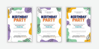 Set Hand drawn abstract shapes birthday invitation template vector