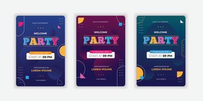 Gradient welcome party poster set collection background abstract vector