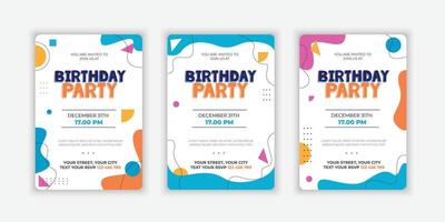 Set Hand drawn abstract shapes birthday invitation template vector