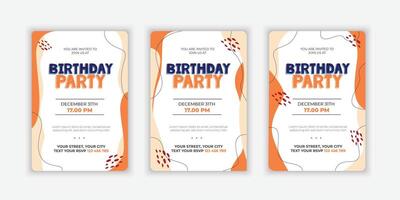 conjunto mano dibujado resumen formas cumpleaños invitación modelo vector