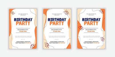 Set Hand drawn abstract shapes birthday invitation template vector