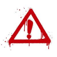 Spray painted graffiti exclamation mark in red over white. Hazard warning symbol. isolated on white background vector