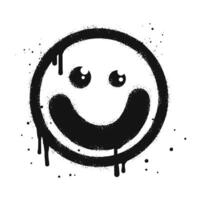 Smiling face emoji character. Spray painted graffiti smile face in black over white. isolated on white background. vector