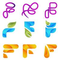 Gradient F Modern Logo Bundle vector